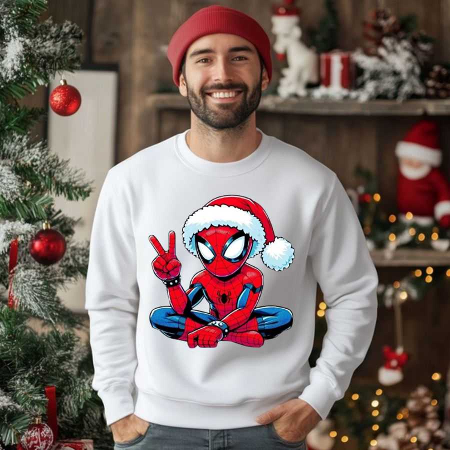 Cute Chibi Spider-Man Sitting Christmas Santa Hat Sweatshirt 2 Cute Chibi Spider-Man Sitting Christmas Santa Hat Sweatshirt 2